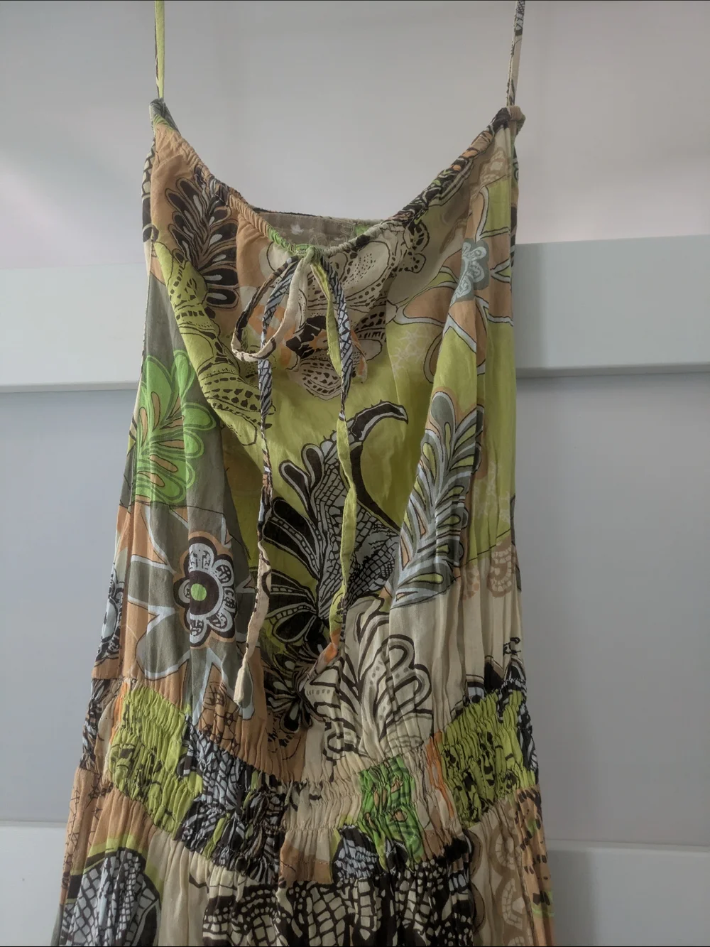 O'Neill Floral Spaghetti-Strap Maxi Dress in Green and Tan - Picture 2 of 4